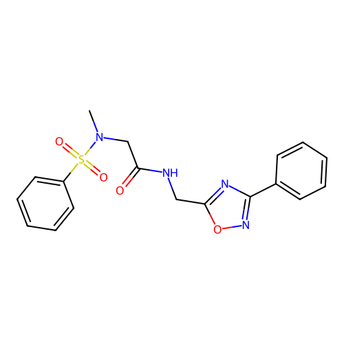 2-(N-methylphenylsulfonamido)-N-((3-phenyl-1,2,4-oxadiazol-5-yl)methyl)acetamide structure