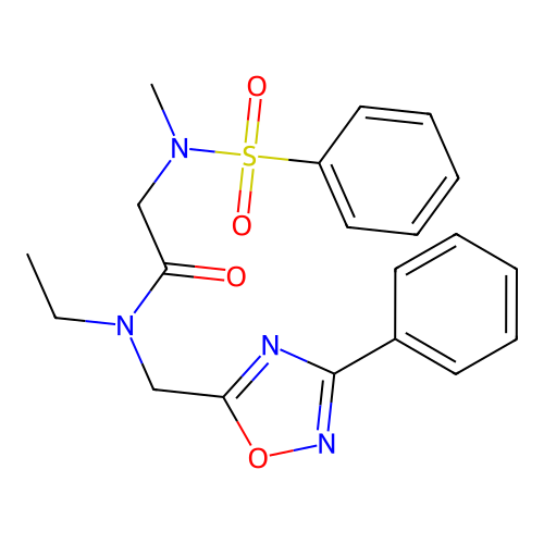 N-ethyl-2-(N-methylphenylsulfonamido)-N-((3-phenyl-1,2,4-oxadiazol-5-yl)methyl)acetamide structure