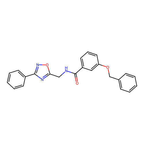 3-phenylmethoxy-N-[(3-phenyl-1,2,4-oxadiazol-5-yl)methyl]benzamide structure