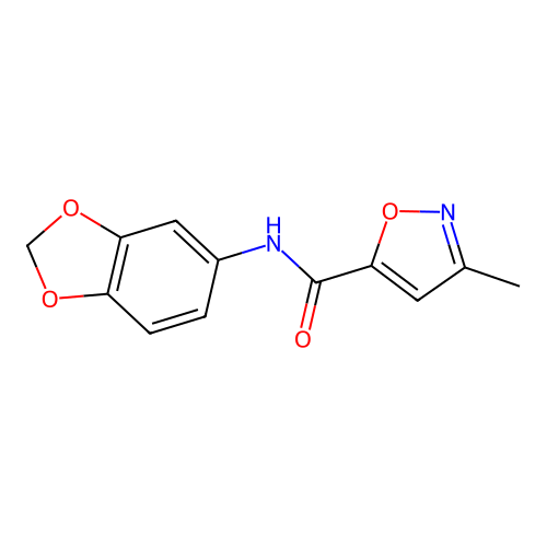 N-(2H-1,3-benzodioxol-5-yl)-3-methyl-1,2-oxazole-5-carboxamide structure