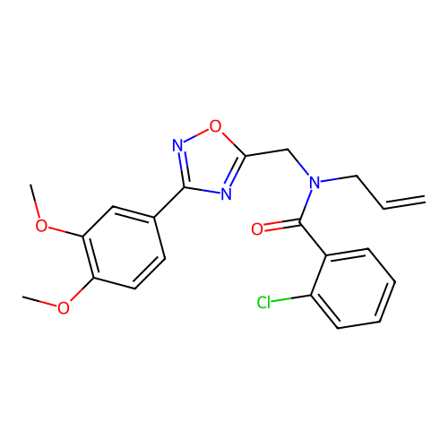 2-chloro-N-[[3-(3,4-dimethoxyphenyl)-1,2,4-oxadiazol-5-yl]methyl]-N-prop-2-enylbenzamide structure