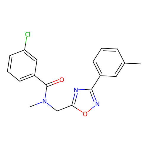 3-chloro-N-methyl-N-[[3-(3-methylphenyl)-1,2,4-oxadiazol-5-yl]methyl]benzamide structure