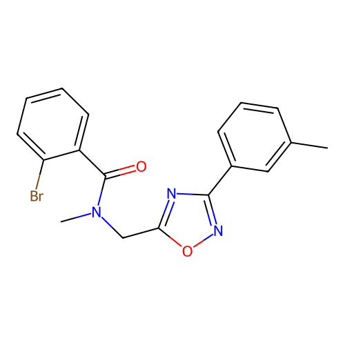 2-bromo-N-methyl-N-[[3-(3-methylphenyl)-1,2,4-oxadiazol-5-yl]methyl]benzamide structure