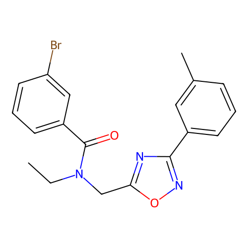 3-bromo-N-ethyl-N-{[3-(3-methylphenyl)-1,2,4-oxadiazol-5-yl]methyl}benzamide structure