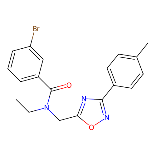 3-bromo-N-ethyl-N-{[3-(4-methylphenyl)-1,2,4-oxadiazol-5-yl]methyl}benzamide structure