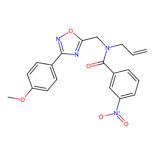 N-[[3-(4-methoxyphenyl)-1,2,4-oxadiazol-5-yl]methyl]-3-nitro-N-prop-2-enylbenzamide structure