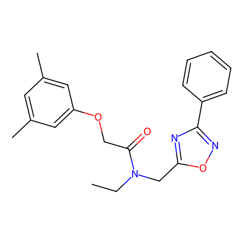 2-(3,5-dimethylphenoxy)-N-ethyl-N-[(3-phenyl-1,2,4-oxadiazol-5-yl)methyl]acetamide structure