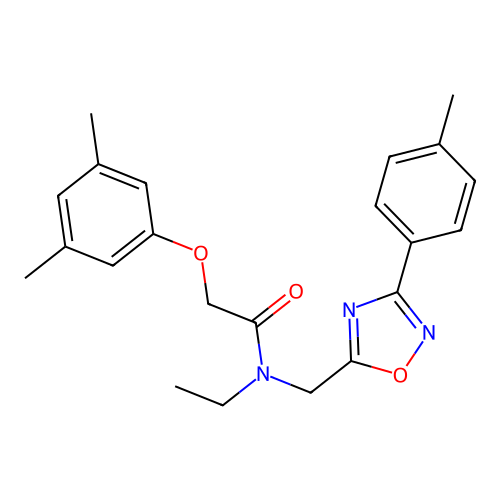 2-(3,5-dimethylphenoxy)-N-ethyl-N-{[3-(4-methylphenyl)-1,2,4-oxadiazol-5-yl]methyl}acetamide structure