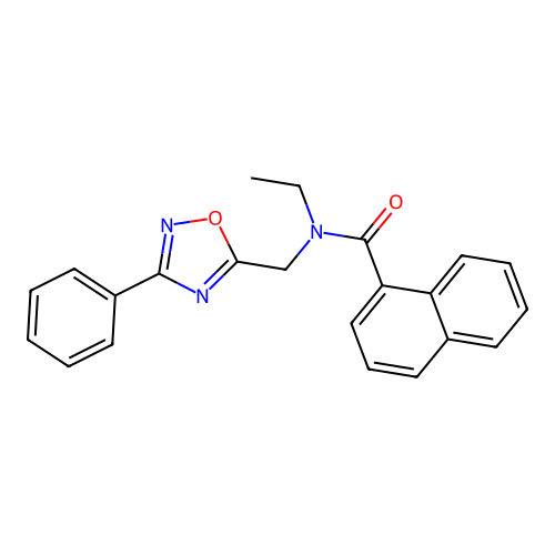 N-ethyl-N-[(3-phenyl-1,2,4-oxadiazol-5-yl)methyl]naphthalene-1-carboxamide structure