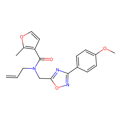 N-[[3-(4-methoxyphenyl)-1,2,4-oxadiazol-5-yl]methyl]-2-methyl-N-prop-2-enylfuran-3-carboxamide structure