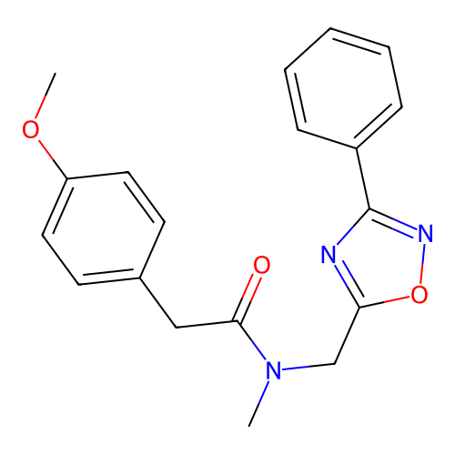 2-(4-methoxyphenyl)-N-methyl-N-[(3-phenyl-1,2,4-oxadiazol-5-yl)methyl]acetamide structure