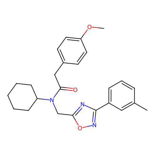 N-cyclohexyl-2-(4-methoxyphenyl)-N-((3-(m-tolyl)-1,2,4-oxadiazol-5-yl)methyl)acetamide structure