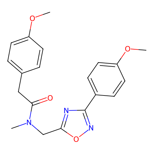 2-(4-methoxyphenyl)-N-((3-(4-methoxyphenyl)-1,2,4-oxadiazol-5-yl)methyl)-N-methylacetamide structure