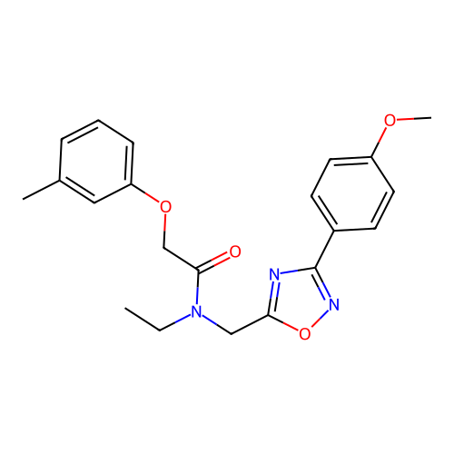 N-ethyl-N-[[3-(4-methoxyphenyl)-1,2,4-oxadiazol-5-yl]methyl]-2-(3-methylphenoxy)acetamide structure