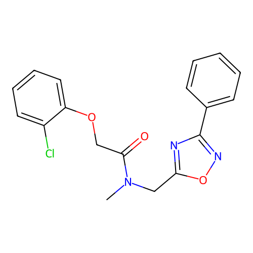 2-(2-chlorophenoxy)-N-methyl-N-[(3-phenyl-1,2,4-oxadiazol-5-yl)methyl]acetamide structure