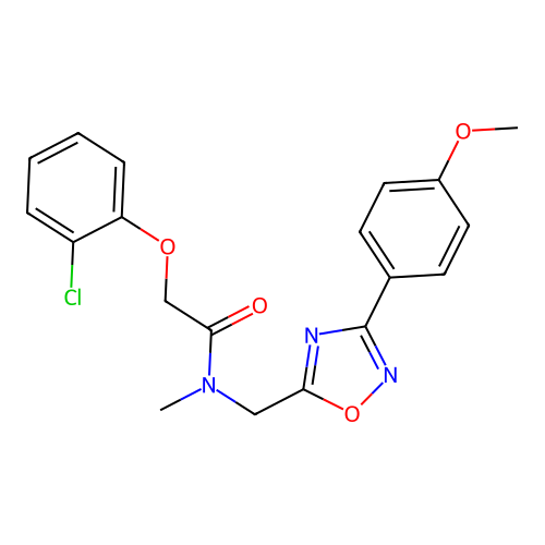 2-(2-chlorophenoxy)-N-[[3-(4-methoxyphenyl)-1,2,4-oxadiazol-5-yl]methyl]-N-methylacetamide structure