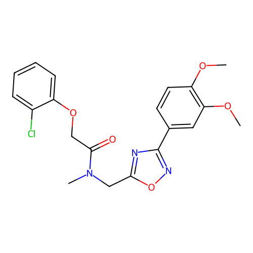 2-(2-chlorophenoxy)-N-((3-(3,4-dimethoxyphenyl)-1,2,4-oxadiazol-5-yl)methyl)-N-methylacetamide structure