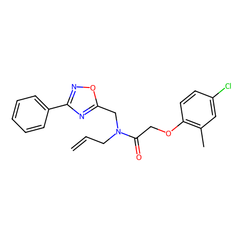2-(4-chloro-2-methylphenoxy)-N-[(3-phenyl-1,2,4-oxadiazol-5-yl)methyl]-N-(prop-2-en-1-yl)acetamide structure