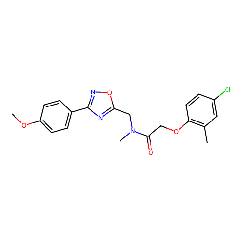 2-(4-chloro-2-methylphenoxy)-N-((3-(4-methoxyphenyl)-1,2,4-oxadiazol-5-yl)methyl)-N-methylacetamide structure