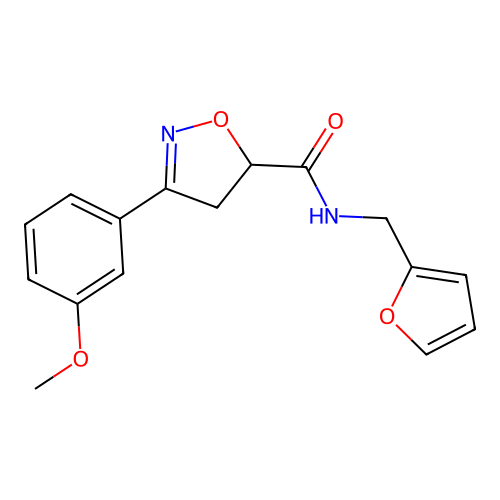 N-(furan-2-ylmethyl)-3-(3-methoxyphenyl)-4,5-dihydro-1,2-oxazole-5-carboxamide structure