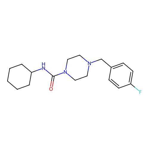 N-cyclohexyl-4-[(4-fluorophenyl)methyl]piperazine-1-carboxamide structure