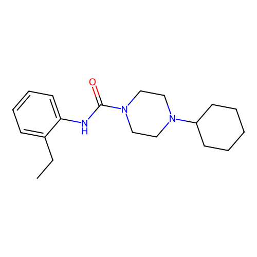 4-cyclohexyl-N-(2-ethylphenyl)piperazine-1-carboxamide structure
