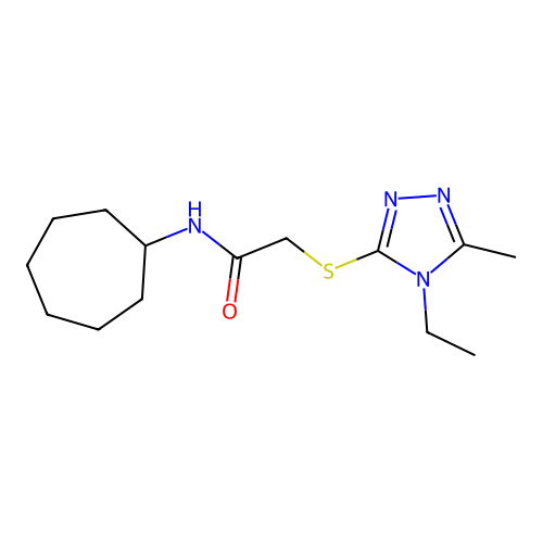 N-cycloheptyl-2-[(4-ethyl-5-methyl-1,2,4-triazol-3-yl)sulfanyl]acetamide structure