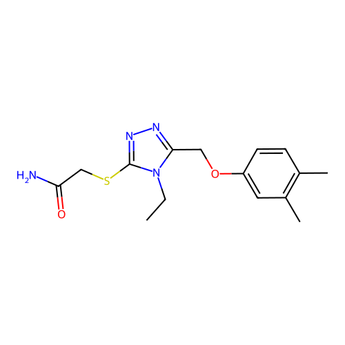 2-({5-[(3,4-dimethylphenoxy)methyl]-4-ethyl-4H-1,2,4-triazol-3-yl}sulfanyl)acetamide structure