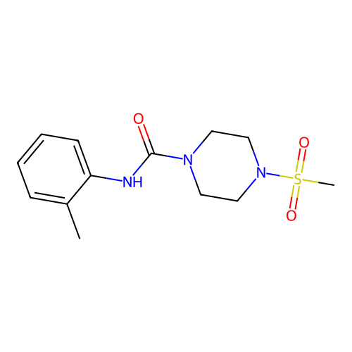 N-(2-methylphenyl)-4-methylsulfonylpiperazine-1-carboxamide structure