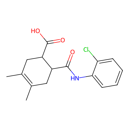 6-[(2-Chlorophenyl)carbamoyl]-3,4-dimethylcyclohex-3-ene-1-carboxylic acid structure