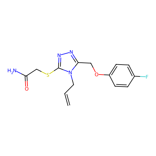 2-[[5-[(4-fluorophenoxy)methyl]-4-prop-2-enyl-1,2,4-triazol-3-yl]sulfanyl]acetamide structure