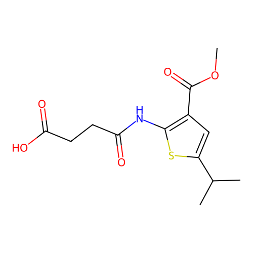 3-{N-[3-(methoxycarbonyl)-5-(methylethyl)-2-thienyl]carbamoyl}propanoic acid structure