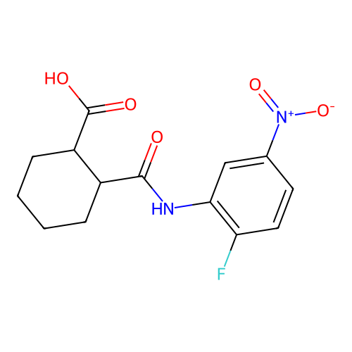 2-[(2-Fluoro-5-nitrophenyl)carbamoyl]cyclohexane-1-carboxylic acid structure