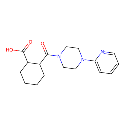 2-{[4-(Pyridin-2-yl)piperazin-1-yl]carbonyl}cyclohexanecarboxylic acid structure