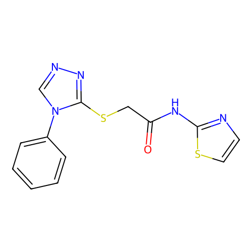 2-[(4-phenyl-1,2,4-triazol-3-yl)sulfanyl]-N-(1,3-thiazol-2-yl)acetamide structure