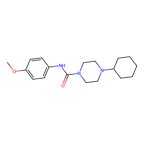 4-cyclohexyl-N-(4-methoxyphenyl)piperazine-1-carboxamide structure