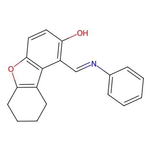 2-Dibenzofuranol, 6,7,8,9-tetrahydro-1-[(phenylimino)methyl]- structure