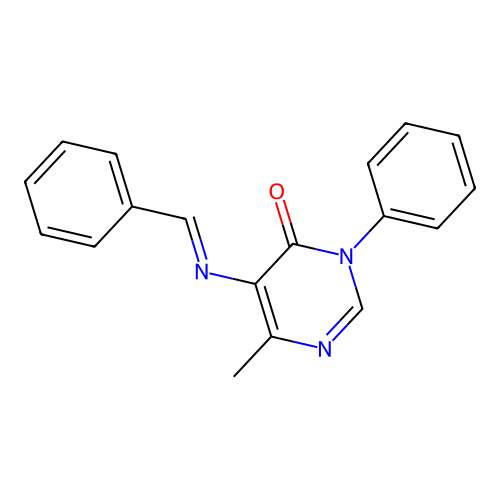 5-[(E)-Benzylideneamino]-6-methyl-3-phenylpyrimidin-4(3H)-one structure