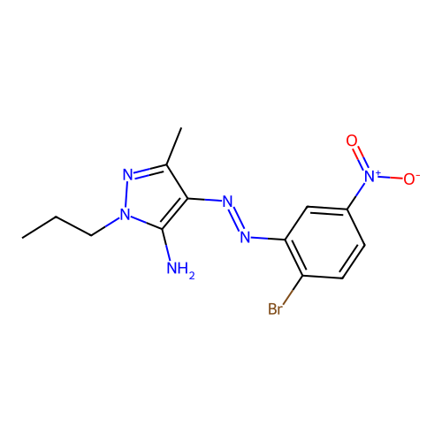 1H-Pyrazol-5-amine, 4-[(2-bromo-5-nitrophenyl)azo]-3-methyl-1-propyl- structure