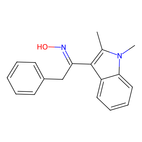 1-(1,2-Dimethyl-1H-indol-3-yl)-2-phenyl-ethanone oxime structure