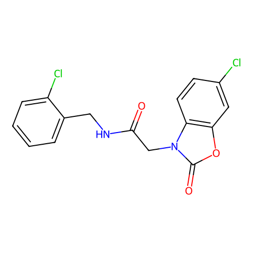 N-(2-chlorobenzyl)-2-(6-chloro-2-oxo-1,3-benzoxazol-3(2H)-yl)acetamide structure