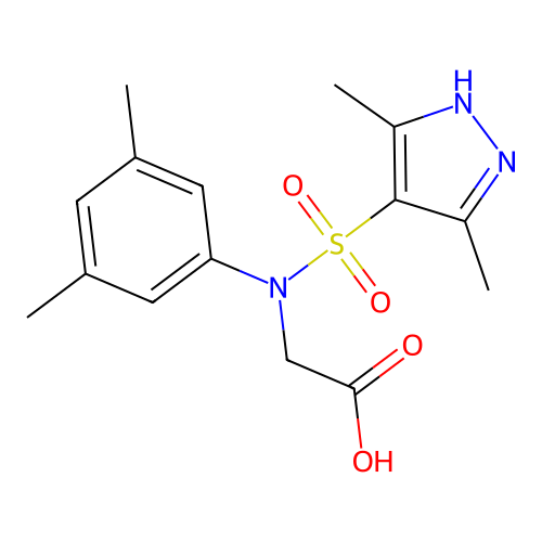{(3,5-dimethylphenyl)[(3,5-dimethyl-1H-pyrazol-4-yl)sulfonyl]amino}acetic acid structure