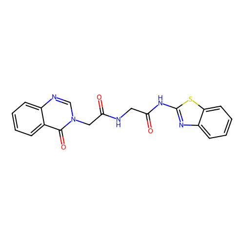 N-(benzo[d]thiazol-2-yl)-2-(2-(4-oxoquinazolin-3(4H)-yl)acetamido)acetamide structure