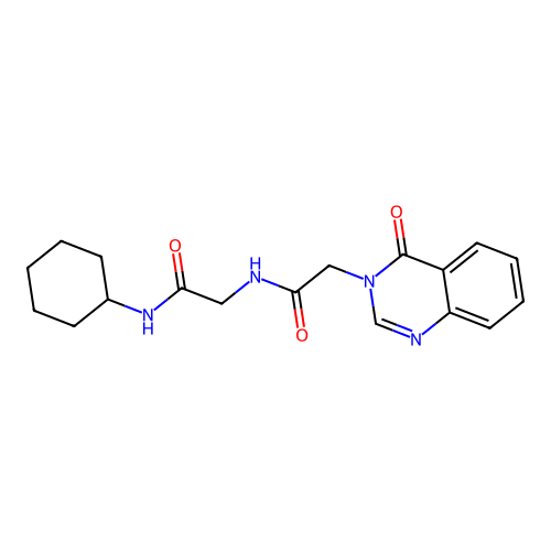 N-cyclohexyl-N~2~-[(4-oxoquinazolin-3(4H)-yl)acetyl]glycinamide structure