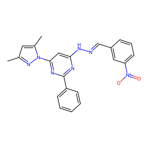 3-Nitrobenzaldehyde 2-[6-(3,5-dimethyl-1H-pyrazol-1-yl)-2-phenyl-4-pyrimidinyl]hydrazone structure