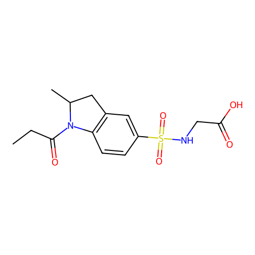{[(2-methyl-1-propionyl-2,3-dihydro-1H-indol-5-yl)sulfonyl]amino}acetic acid structure