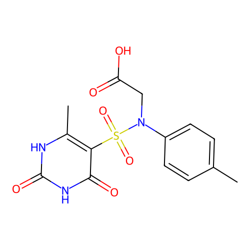 [[(6-methyl-2,4-dioxo-1,2,3,4-tetrahydropyrimidin-5-yl)sulfonyl](4-methylphenyl)amino]acetic acid structure