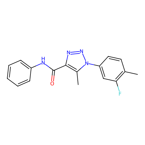 1-(3-fluoro-4-methylphenyl)-5-methyl-N-phenyl-1H-1,2,3-triazole-4-carboxamide structure