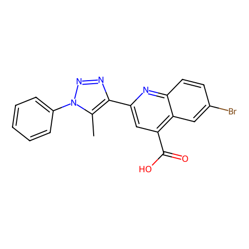 6-bromo-2-(5-methyl-1-phenyl-1H-1,2,3-triazol-4-yl)quinoline-4-carboxylic acid structure