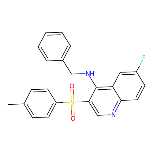 N-benzyl-6-fluoro-3-tosylquinolin-4-amine structure